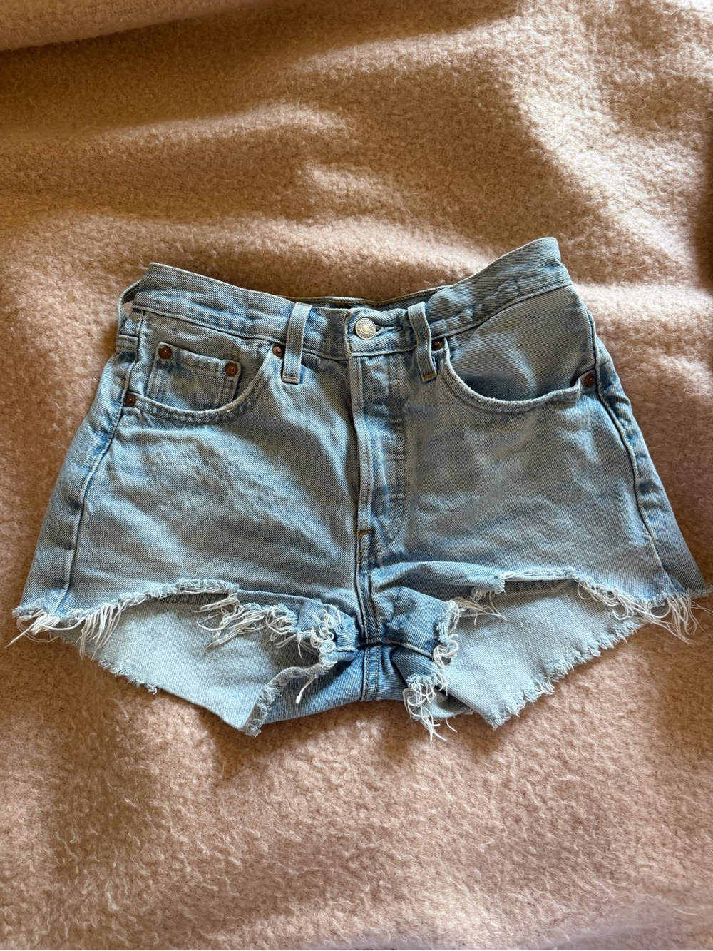 Levi's Light Blue Distressed Denim Cutoff Shorts